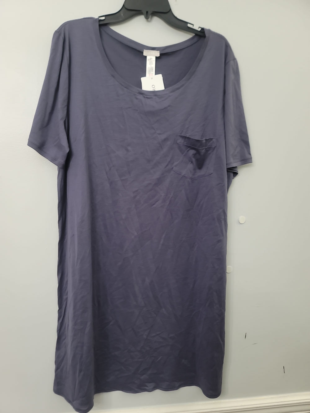 Hanro Blue Stone Cotton Deluxe Round Neck Cotton Nightgown